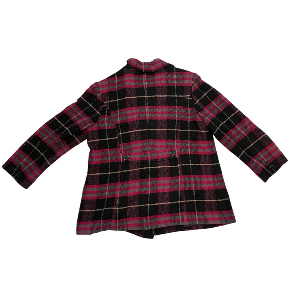 Chadwicks 90s Red & Black Plaid Checkered Wool Rayon Blend Coat - Picture 3 of 8